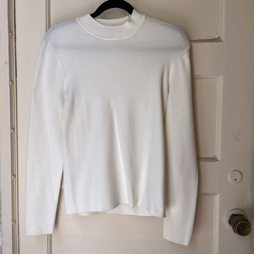 Banana Republic Standard Mock Neck Sweater M White Long Sleeve Classic Office